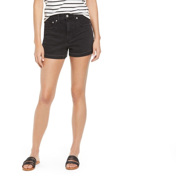 madewell black denim shorts